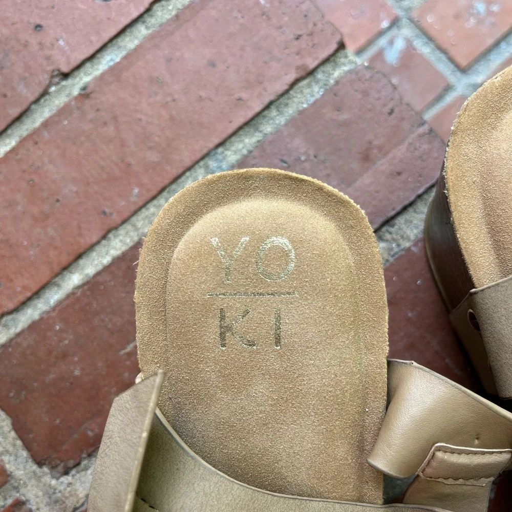 Yoki Beige Wedges with Buckle Strap. 10